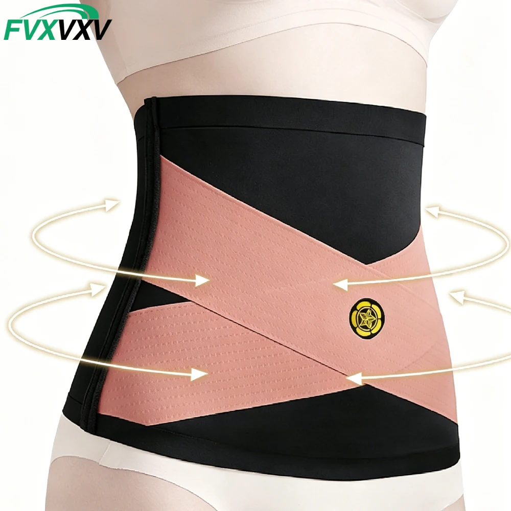 1PCS Seamless Ice Silk Cross Waist Trainer for Women, Energy Stone Compression Waist Cincher, Elastic Body Shaper Belt for Daily