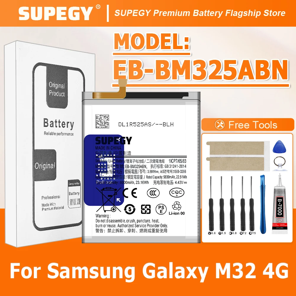 2026 years Brand New EB-BM325ABN 6000mAh Battery For Samsung Galaxy M32 4G/M325 + Tools