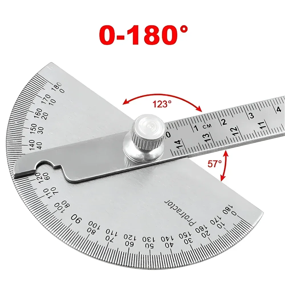 1PC Protractor Angle Ruler Stainless Steel Goniometer Dividing Gauge Angle Ruler 180 Degree Semi Circular Carpenter