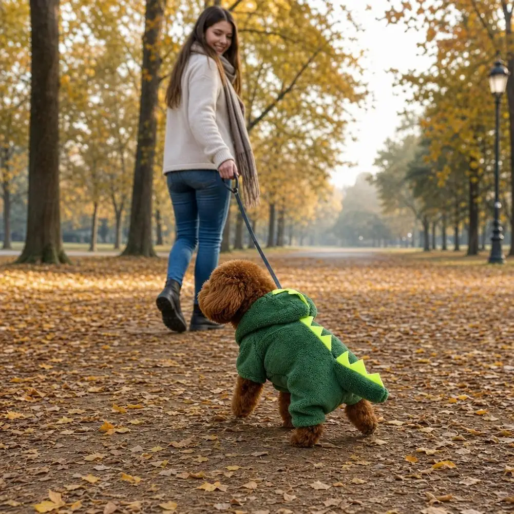 Dinosaurier-Hundekleidung, Fleece-Haustier-Overalls, Winter-Warm-Hundemantel, Jacke für Hunde, Kapuzenpullover, Kleidung für Chihuahua und Französische Bulldogge – Detail 6