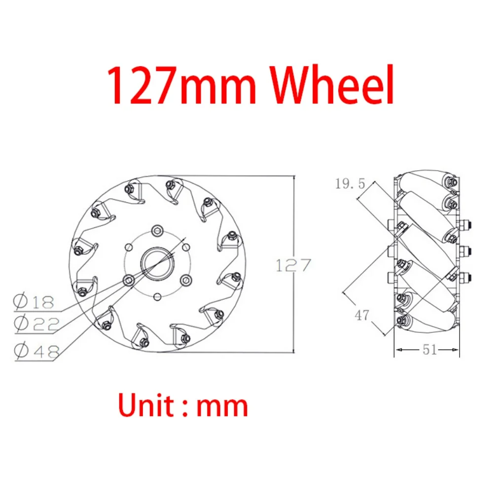 4pcs/set 100/127mm Mecanum Wheels Omni Directional Wheel Robotic Smart Car Tire Metal Mecanum Wheel DIY Car Chassis Parts