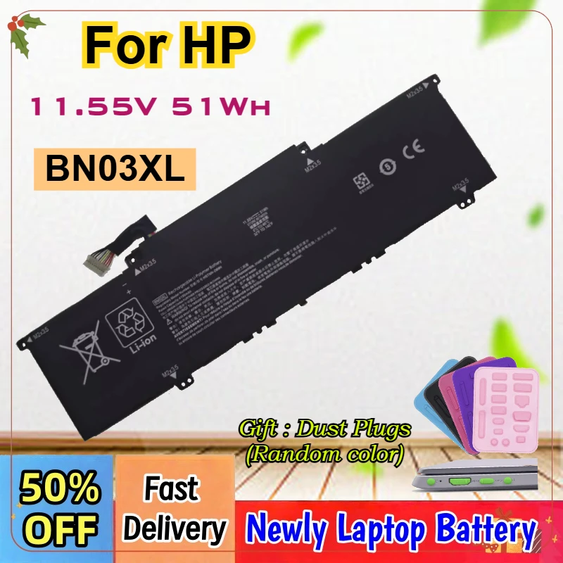 11.55V 51Wh BN03XL Laptop Battery For HP HSTNN-OB1O UB7L ENVY X360 13-BD00 15-EE015 15-ED 13-AY L76965-AC1 TPN-C145 C147 W154