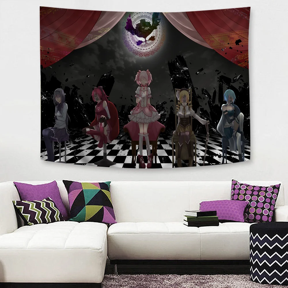 P-Puella M-Magi Madoka-Magica Bunter Wandteppich, Wandbehang, zum Aufhängen, Tarot, Hippie-Wandteppiche, Wohnheim, Heimdekoration