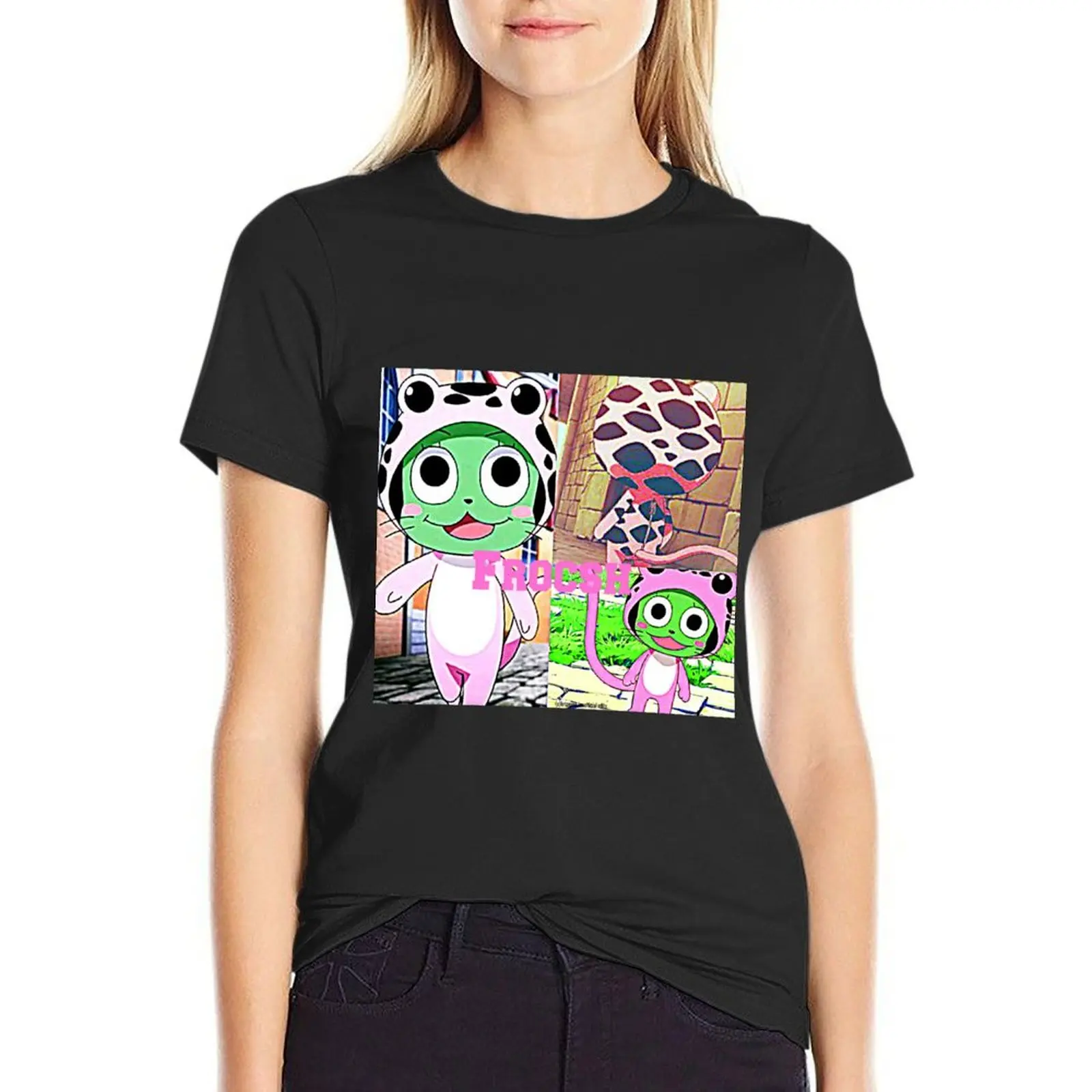 Frosch Collage T-Shirt cute tops funny Women's cotton t-shirt