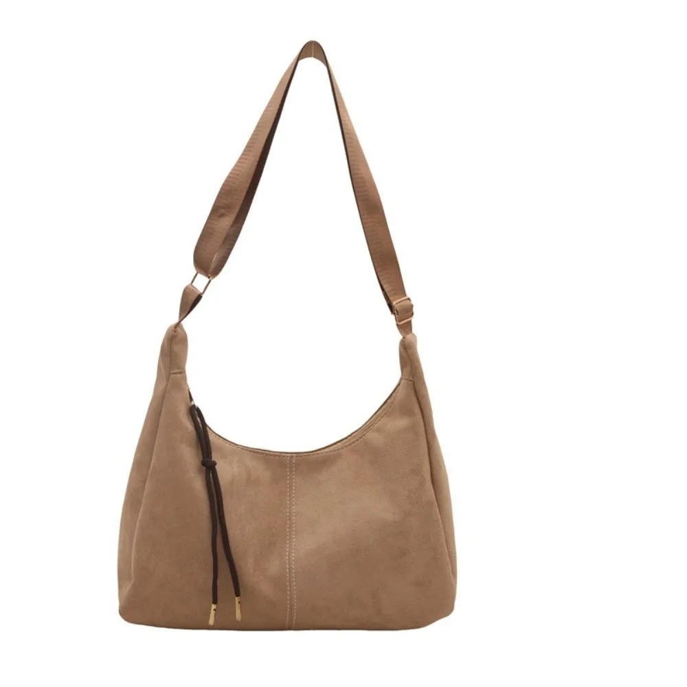 

Stylish Suede Shoulder Bag Adjustable Strap Large Capacity Crossbody Bag Casual Vintage Handbag for Women