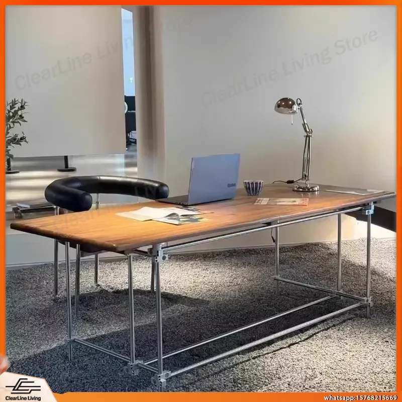 Ocean Board Desk Industrial Style Computer Desk for Home Office Study Room Dining Table Studio Conference Table Workstation