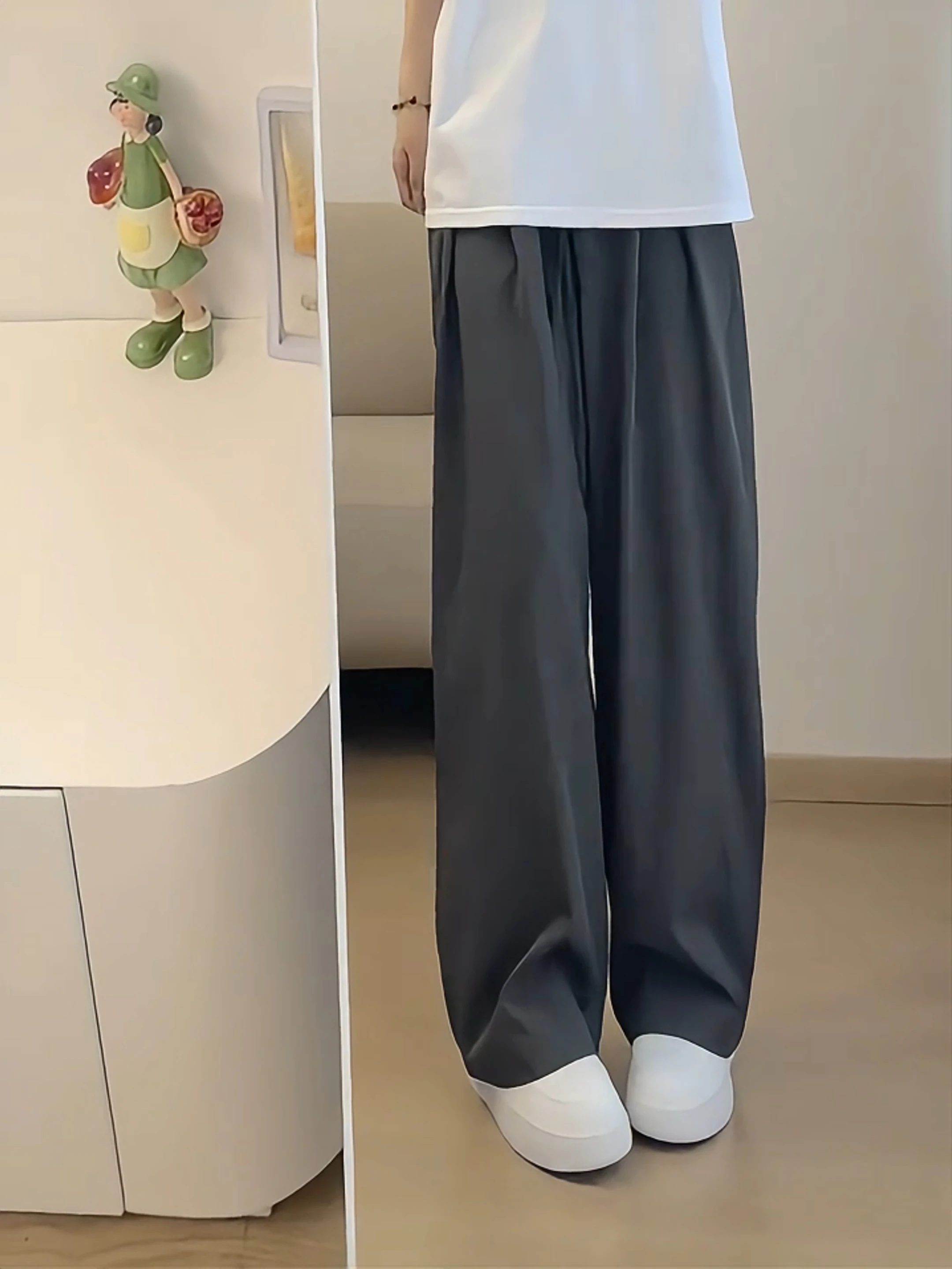 

Cleanfit American Sle Men's Casual Straight Leg Pants Bla Pleated Wide Leg Trousers Loose Fit Suit Pants for Teens