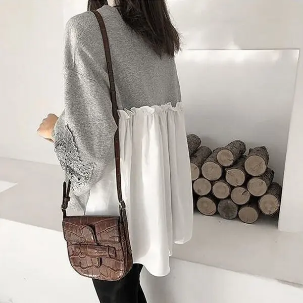 เสื้อคลุมลำลองทรงยาวแบบไม่สมมาตรสำหรับผู้หญิงไซส์ใหญ่ ฤดูใบไม้ผลิ ฤดูใบไม้ร่วง รุ่นใหม่ ทรงหลวม สวมใส่สบาย เหมาะสำหรับเดินทาง ทรงกลม ปิดด้วยกระดุม C...