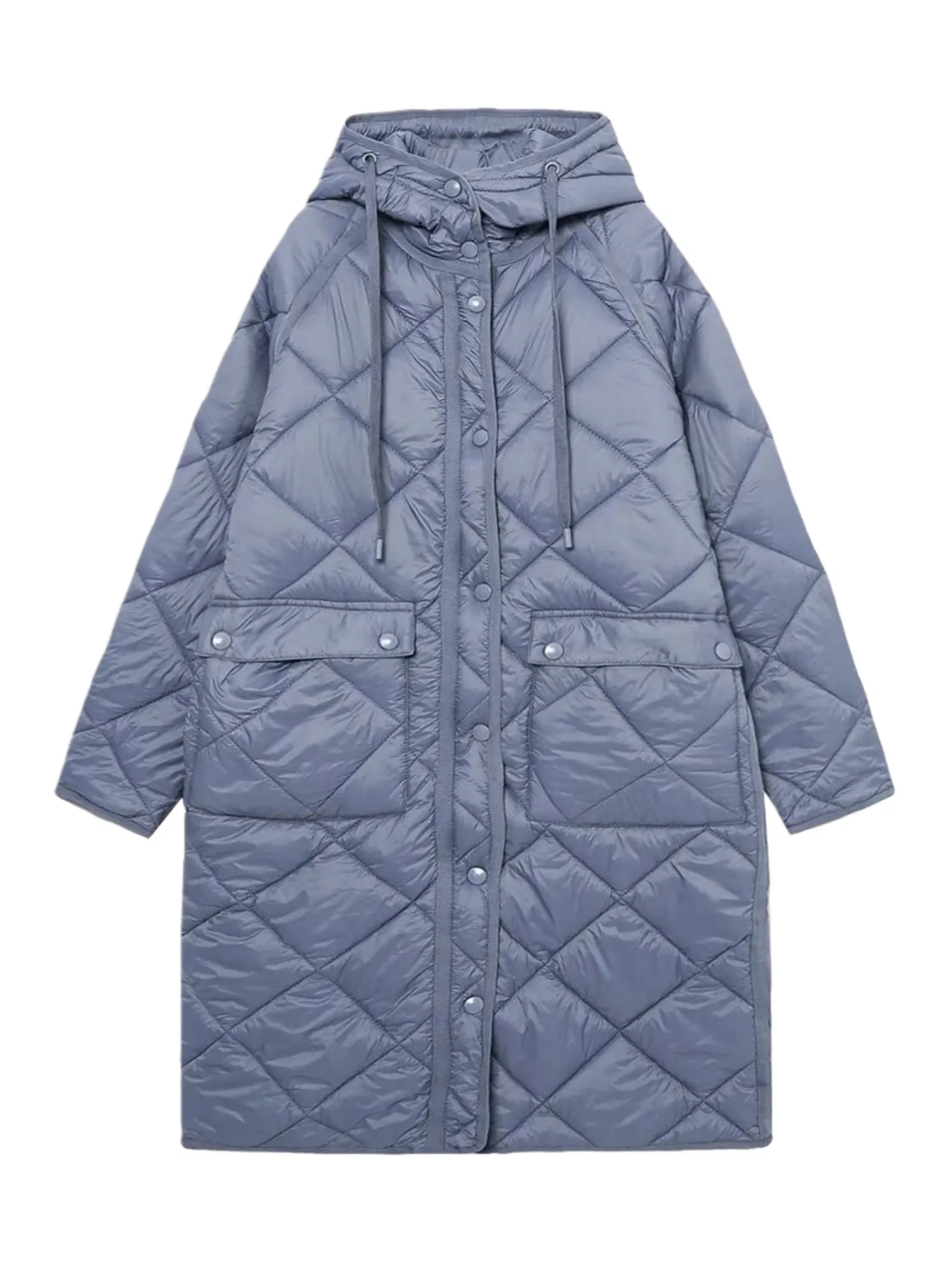 Frühling 2026 Damen Faionable Lange Version Lose Baumwolle Jaet Lazy Sle Schlankheitseffekt Oberbekleidungsmantel mit Kapuze Einzelb...