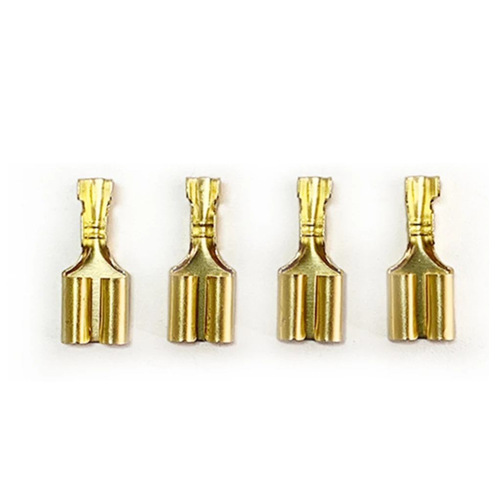 100Pcs Brass Gilded 6.3MM Female Spade Crimp Terminal Brass Wire Connector for Car Relay DJ623-E6.3B DJ623-E6.3C H62