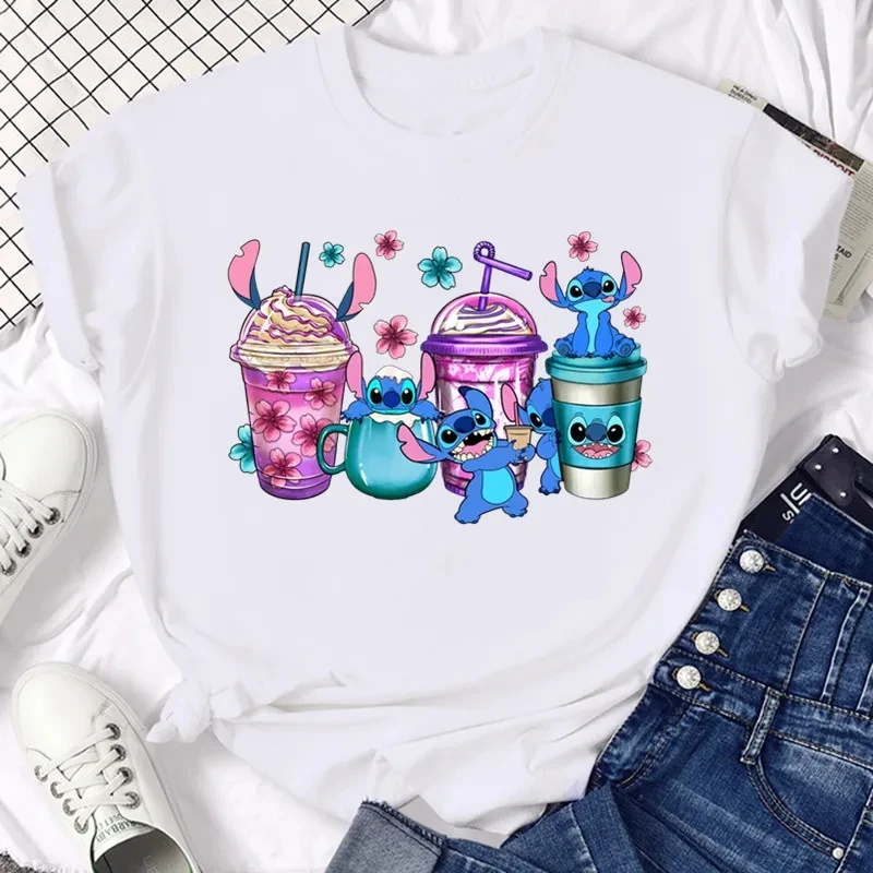 Disney Funny Not Today Stitch Women's Clothing Cartoon Y2k Stitch Summer Top Casual T-shirt Women's Cotton T-shirt Fashion Top