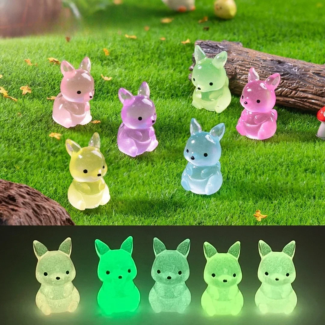 10Pcs Luminous Resin Kangaroo Mini Statues Cute Animal Figurines for Micro Landscape, Car & Desktop DIY Ornaments