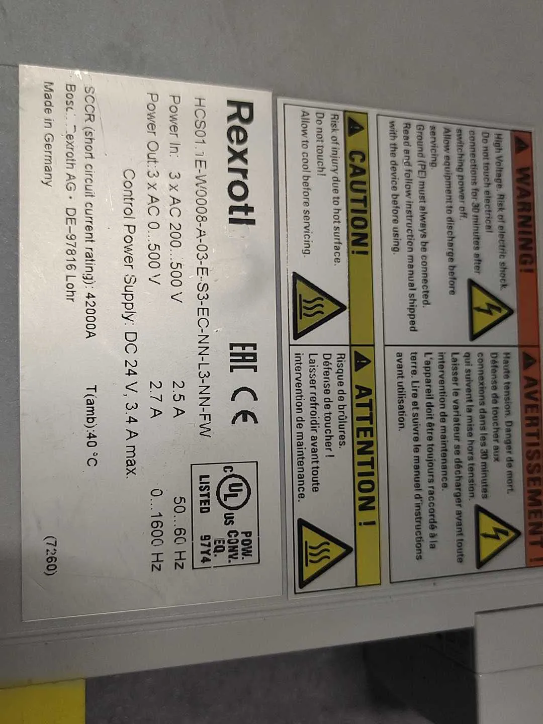 Servo Drive HCS01.1E-W0008-A-03-E-S3-EC-NN-L3-NN-FW para Rexroth