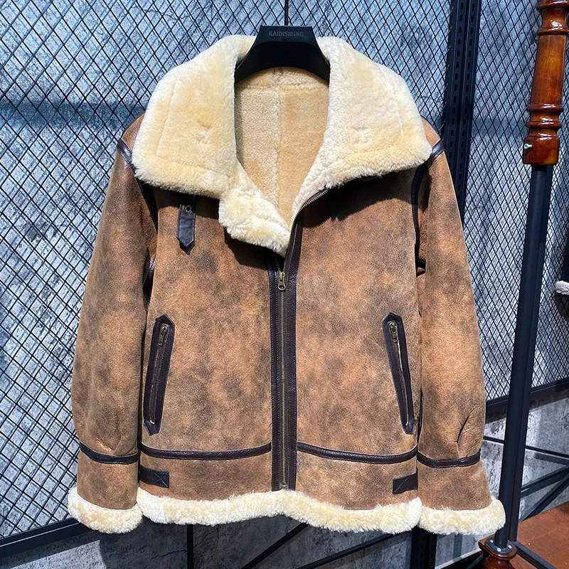 Tcyeek Man Jacket 2022 Winter Thickened Natural Sheepskin Fur Coat Men Casual Short Jackets Genuine Leather Coats Jaquetas LM338