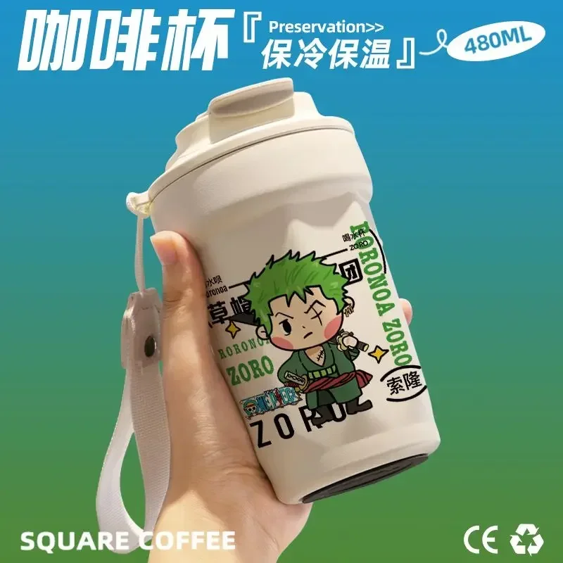 Anime Zoro Q Edition Cute Coffee Cup Accompanying Cup Direct Drinking Mouth 316Stainless Steel Christmas Surprise Gift