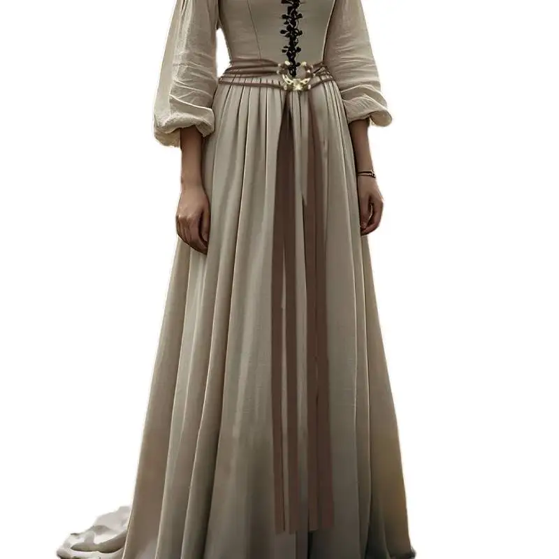 

WENAM Renaissance Long Rope-style Belt with Troll Cross Medieval Witch Pagan Rope Waist Chain Sash Costume Accessory for Dress