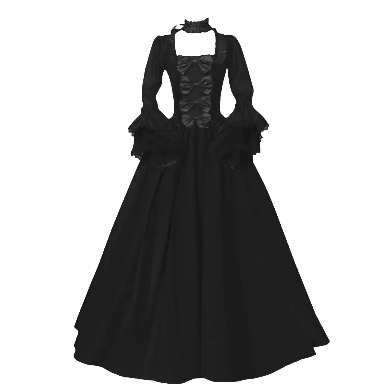 

Gothic Lady Vampire Lace Sleeve Halloween Costume Plus Size Steampunk Vintage Women Medieval Dress Disfraz Halloween 코스프레