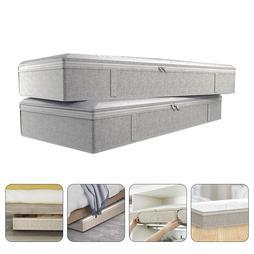 

2pcs Non-Woven Fabric Storage Box Foldable Cube Organizer For Bedroom Closet Sundries Quilt Clothing Shoe Accessories Moisture