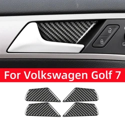 Fibra De Carbono Auto Maçaneta Puxar Tigela Guarnição Adesivo, Tampa Decoração, Acessórios Do Carro, Volkswagen, VW Golf 7, GTI, MK7, 2013-2019