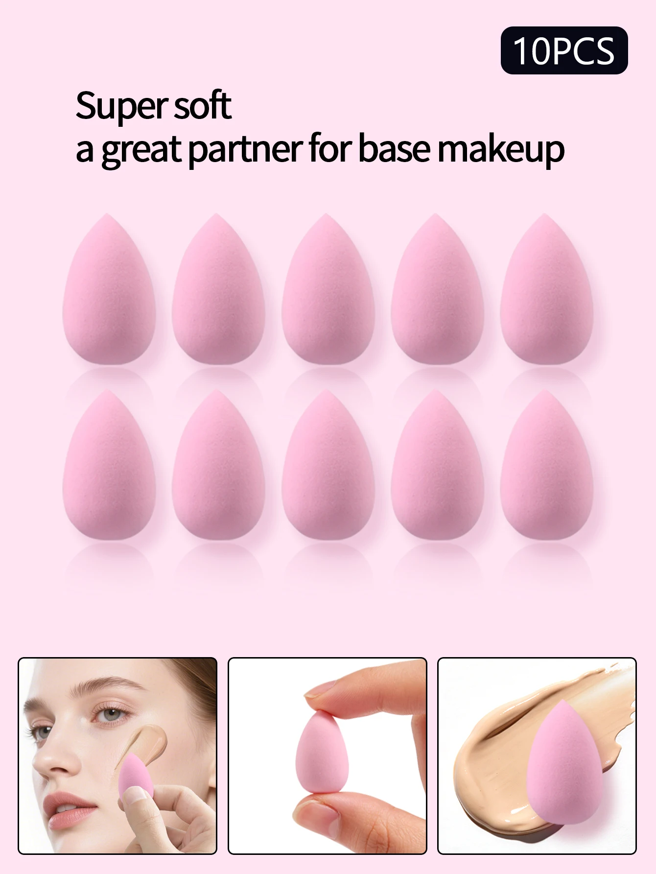 10PCS Mini Schönheit Ei rosa Tropfen Make-up Schwamm Puderquaste trocken und nass Dual-Purpose lokale Concealer Augen Make-up-Tool