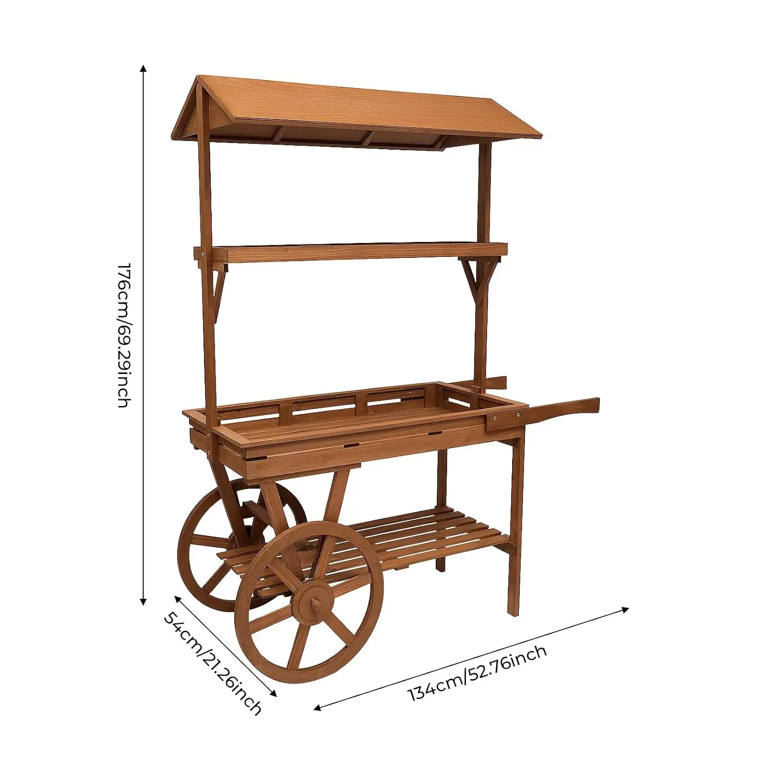 Flower Cart Display Stand with Wheels, Multi-Tier Garden Cart Plant Stand Strong Load-bearing Capacity for Indoor, Customized