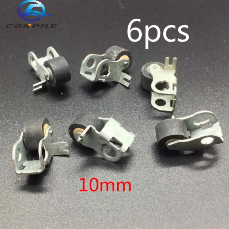 6pcs 10mm with iron frame pinch roller for cassette deck audio pressure tape recorder player belt pressure pulley