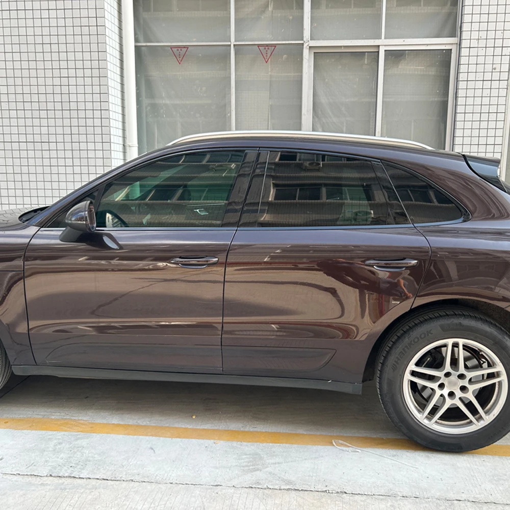 For Porsche Macan 95B 2014-2020 Exterior Window Trim protective Film Glossy Black Chrome Delete Decoration Sticker