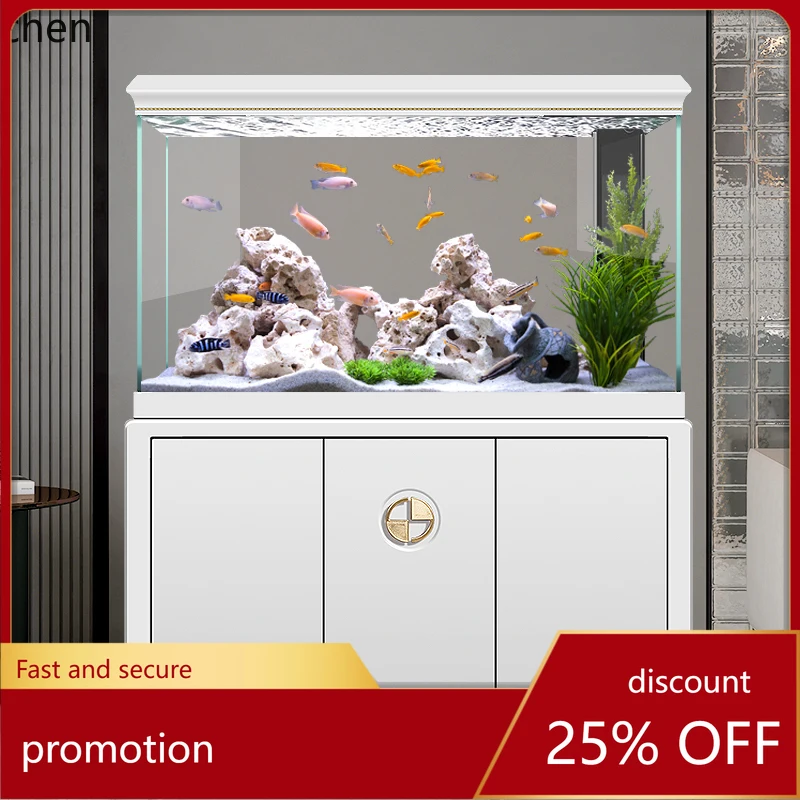 

HT аквариум для гостиной, большой экологический нижний фильтр, умный аквариум, ультрабелый входной экран, бытовой