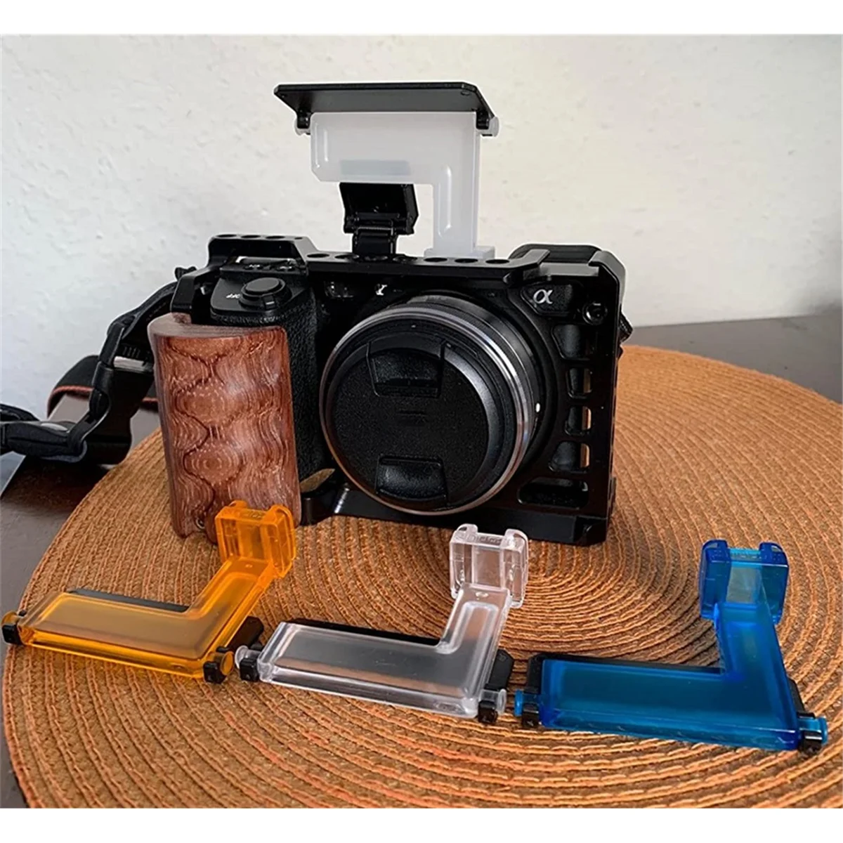 2025 + 4 ألوان 4 في 1 غطاء ناشر فلاش الكاميرا لـ A6500 A6400 A6300 A6100 A6000 NEX6 NEX7 DSLR فلاش ترتد الناشر