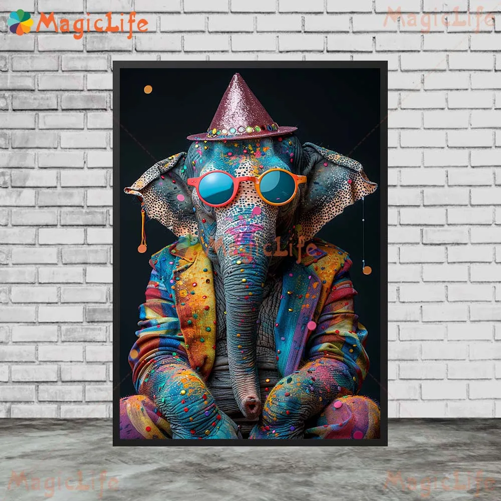 Funny Elephant Bull Dog Animals Birthday Party Wall Pictures For Living Room Nordic Poster Wall Art Canvas Painting Unframed