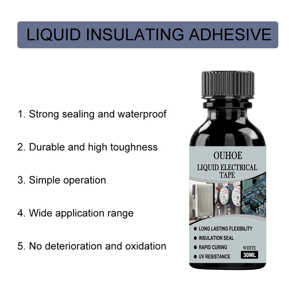 30/50ml Liquid Insulating Rubber Coat Waterproof Fast Dry Insulation Sealant Liquid Tape Paste Wire Board Electronic Sealant