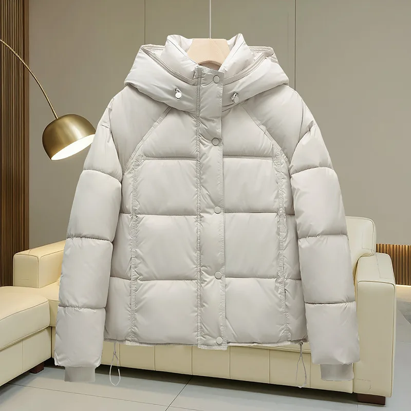 

Women's Autumn Winter Top Coat Cotton Coat Hooded Button Thickened Fleece Lining Simple Comfortable Casual New Niche Versatile