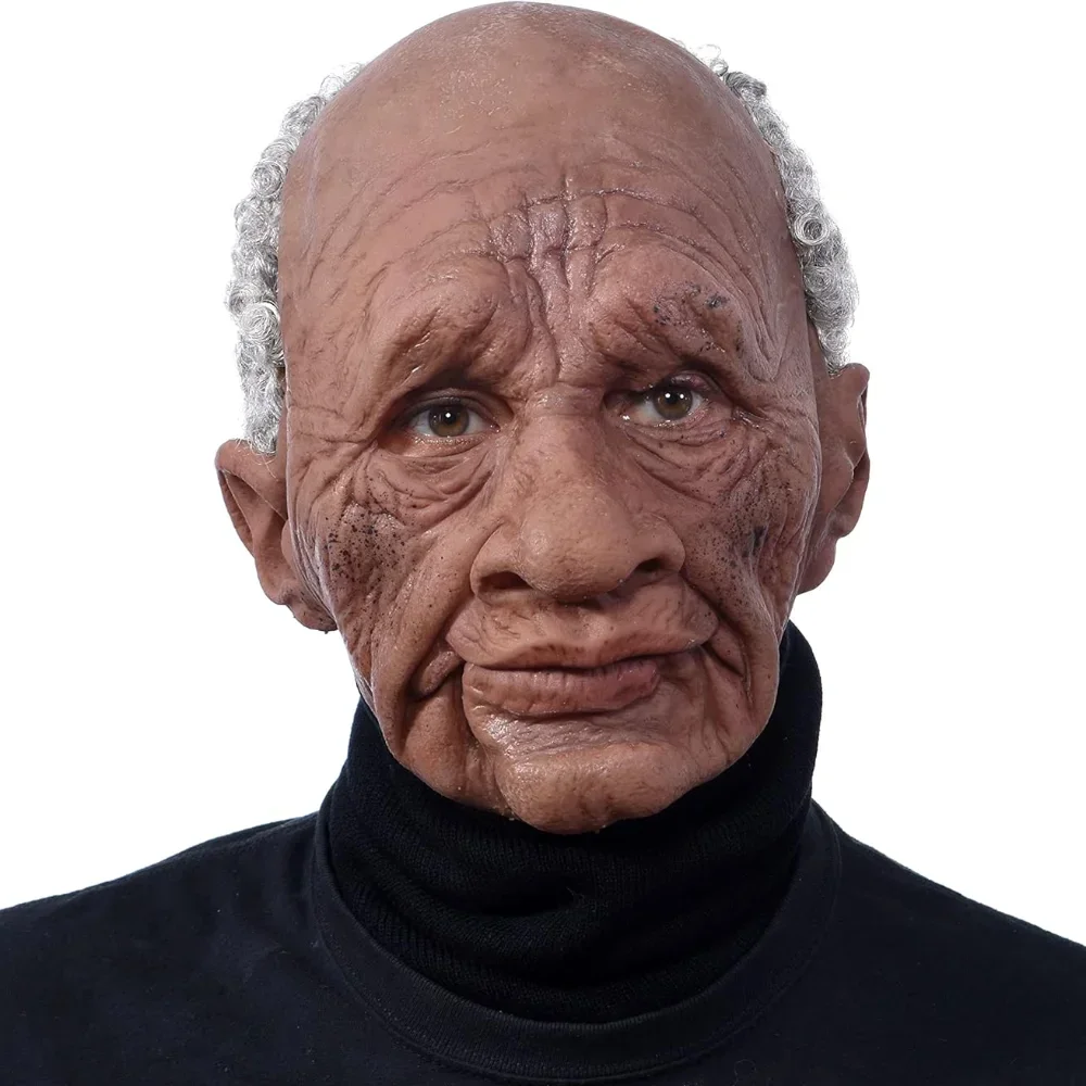 

Halloween Old Man Mask,Old Grandpa Shaped Mask,Realistic Halloween Latex Human Wrinkle Face Mask,Funny Men's Grandpappy Headgear