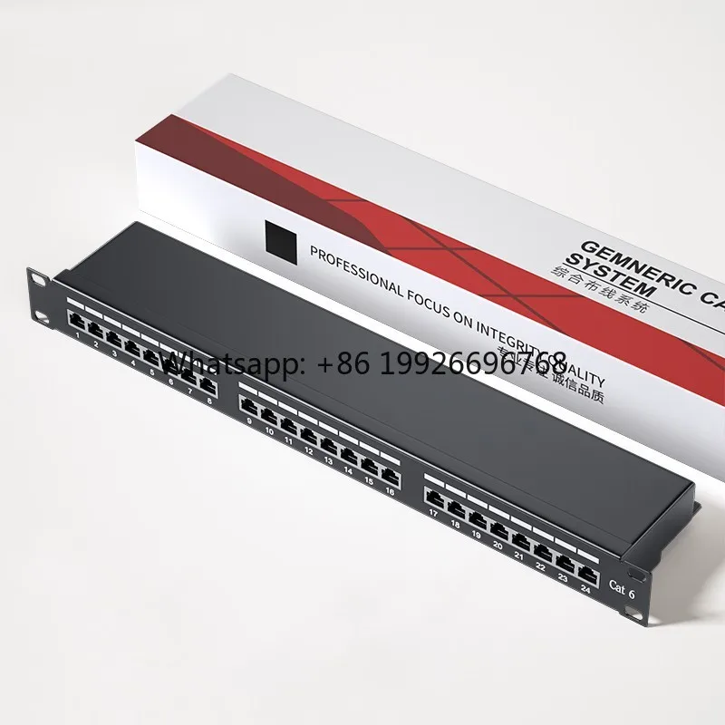 Industrial Grade Cat6 Shielded Patch Panel RJ45 1U 19