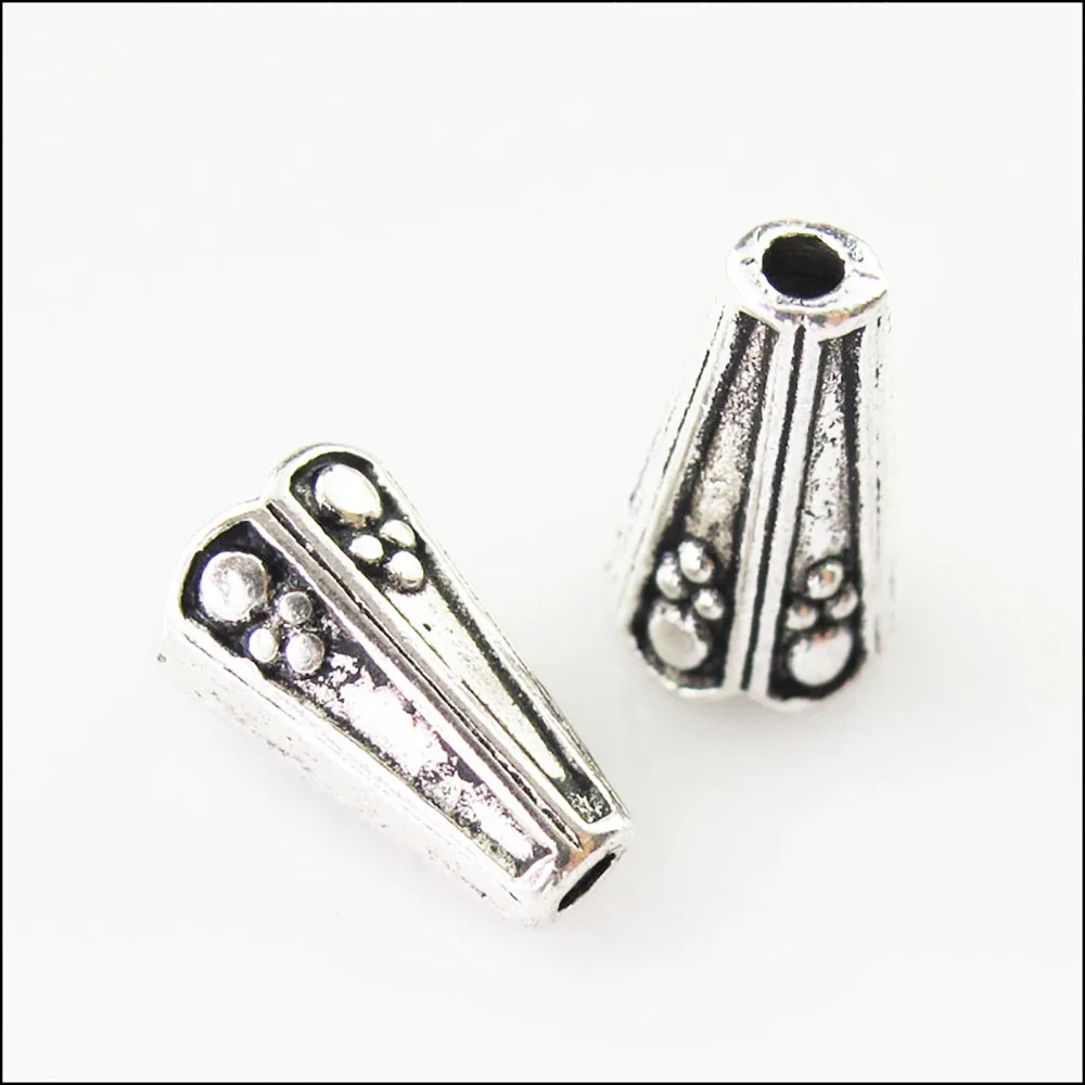 25 neue Anschlüsse Kegel lautsprecher tibetische silberne End perlen kappen 8mm