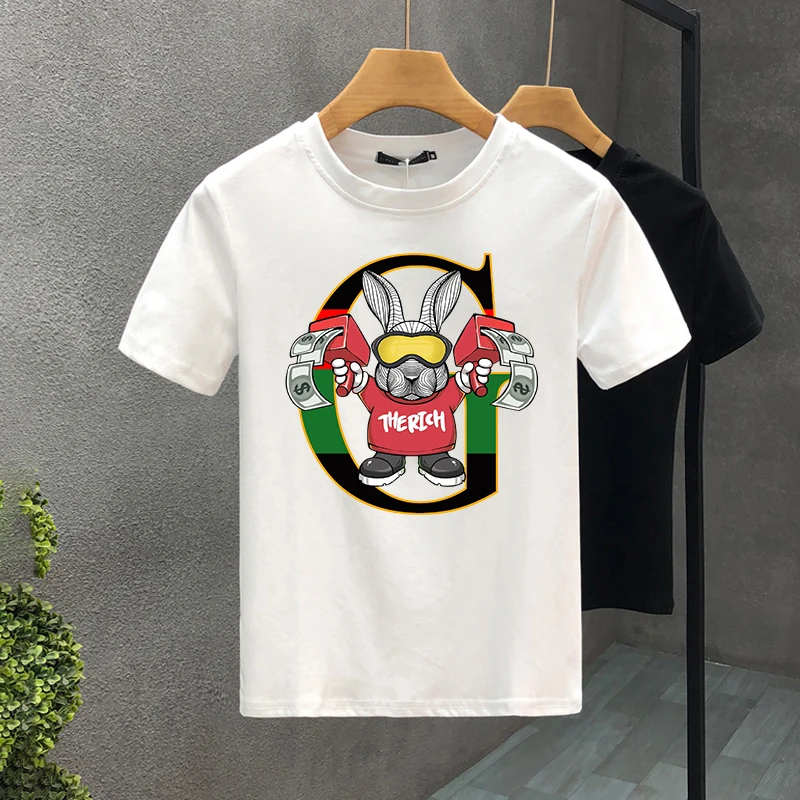 Letter G Throwing Money Rabbit Printing T-shirt Men Luxury Brand 2023 Woman Best Quality Top Quality Loose Top Tees Harajuku Y2K