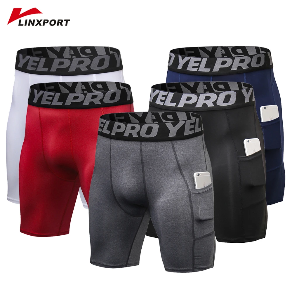 

Sports Shorts Men Running Pants Bodybuilding Sportswear Gym Underpants Breathable Short Trouser High Waist Leggings with Pocket