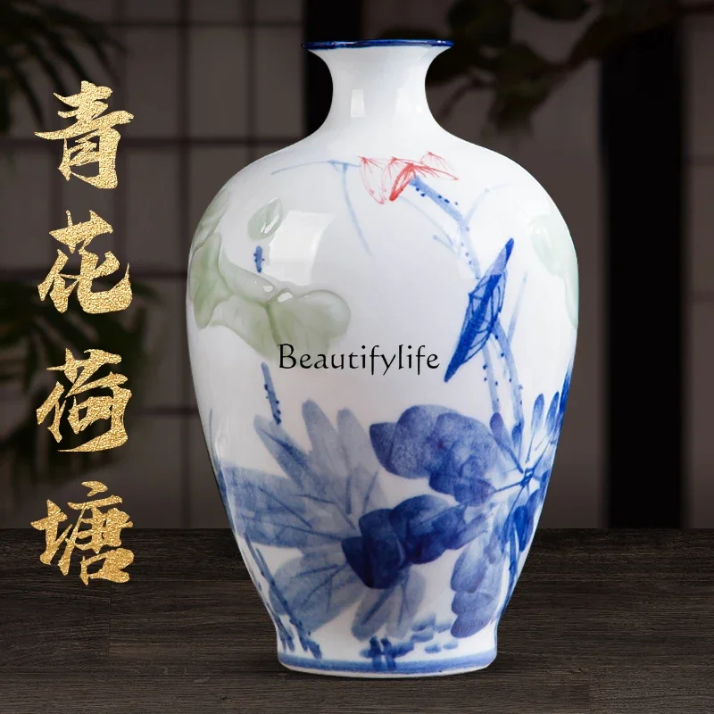

yj7 yj7 *Ceramic vase hand-painted engraving Chinese home living room TV cabinet decoration ornament