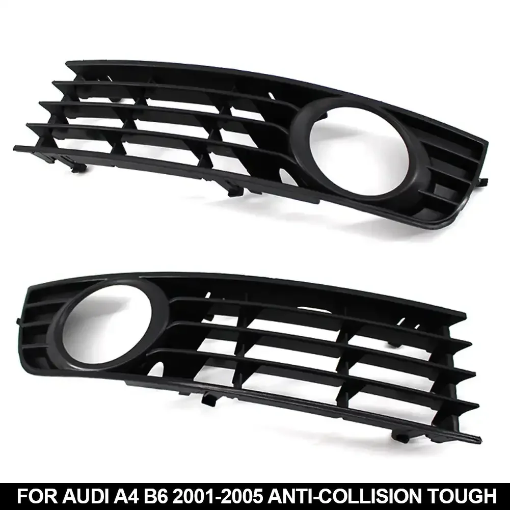 Car Fog Lamp Grille Anti-collision Tough ABS L/R Front Bumper Fog Light Grille 8E0807681 8E0807682 for Audi A4 B6 2001-2005