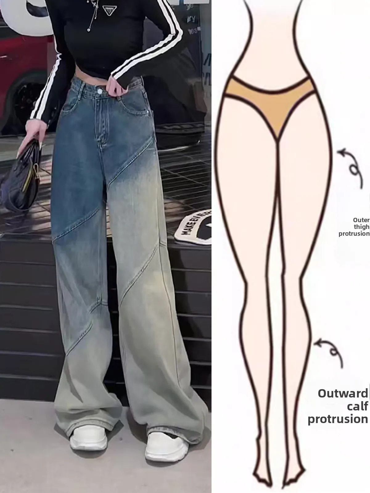 

American Retro plus Size Women's Jeans Loose Wide Leg Pants adient Floor-Length Summer New Sle Casual High Waist Denim