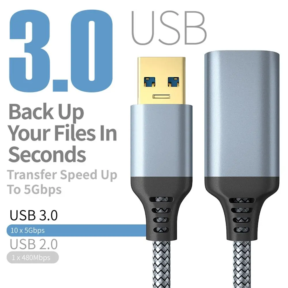 USB 3.0 Extender USB Charge Cord High Speed Data Sync Cable 1/2/3/5 Meter for Smart TV PS4 Xbox One PC Laptop SSD