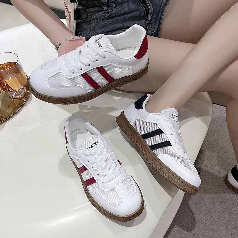 Skórzane damskie modne oddychające buty do biegania na platformie damskie na co dzień wulkanizowane buty męskie z siatką sportowe lekkie męskie