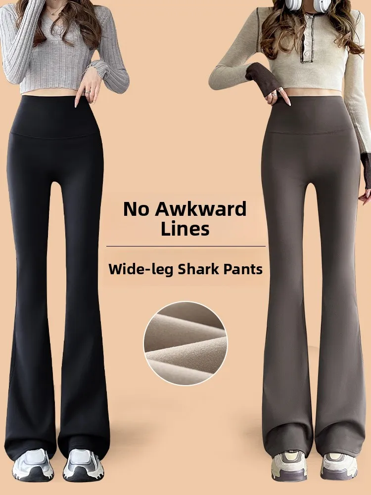 

Брюки для йоги с высокой талией, женские зимние новые брюки из коровьей кожи, расклешенные леггинсы, теплые антихолодные утягивающие брюки