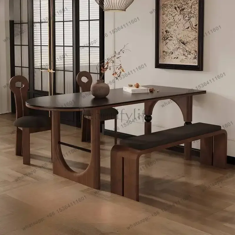 LSQuirky Protect Dining Table Decor Nordic Irregular Study Luxury Dining Table Industrial Solid Wood Mesa Comedor Furniture
