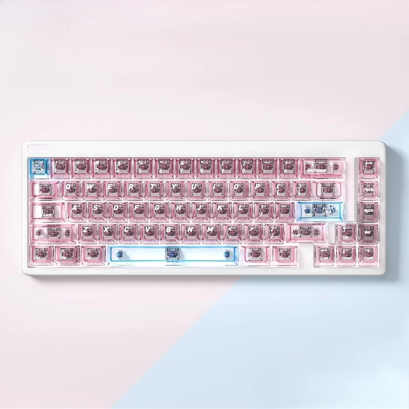 MiFuny Pink Transparent Keycap Set 170Key Custom PC Silkscreen Cherry Profile Game Keycaps for wooting Mechanical Keyboards Gift