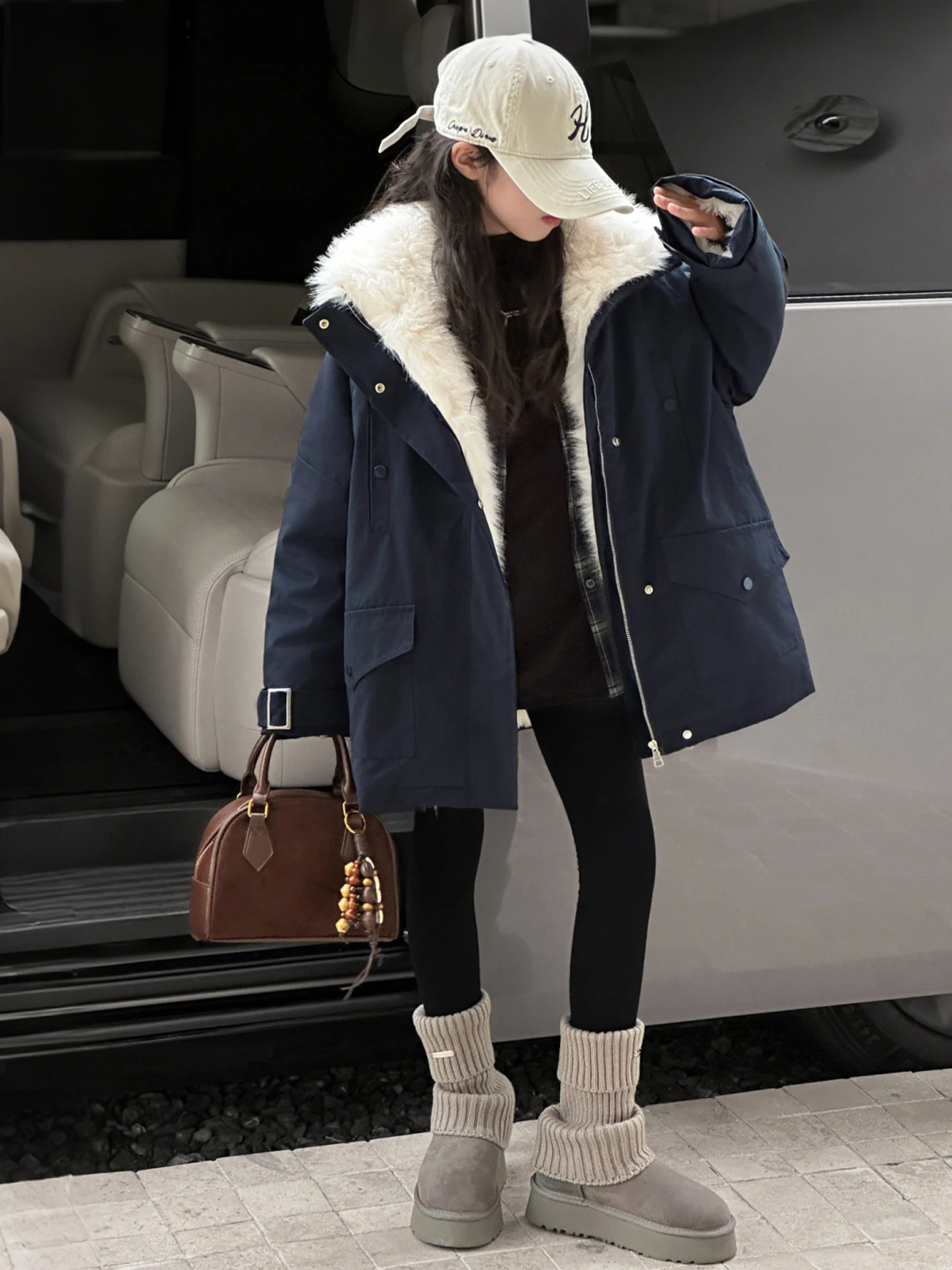 

Утепленная хлопковая куртка для девочек на флисовой подкладке, осенне-зимняя, повседневная, на молнии, в корейском стиле