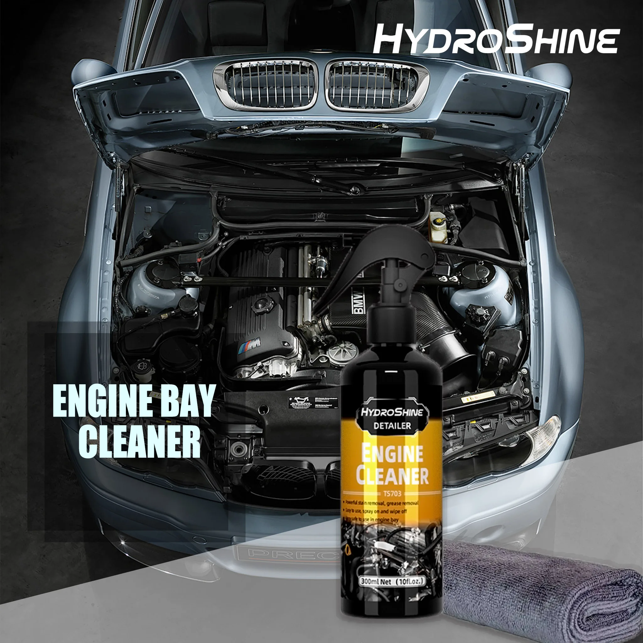 Hydroshine Engine Bay Cleaner Care Powerful Decontamination for Car Engine Compartment Cleaning Tool Heavy Oil Dust Clean Spray
