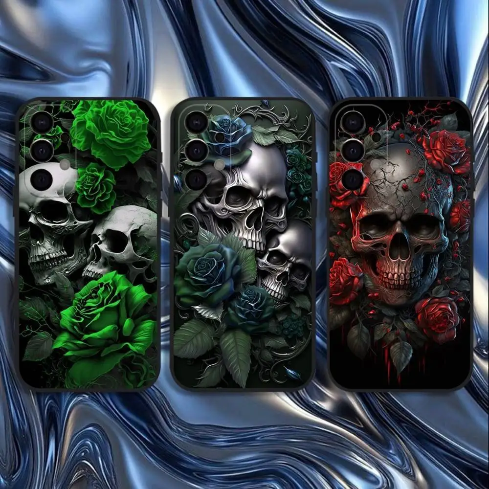 

Beautiful Death Gothic Fashion Skull Phone Case For Samsung S25,S24,S21,S22,S23,S30,Ultra,S20,Plus,Fe,Lite,5G Black Cover