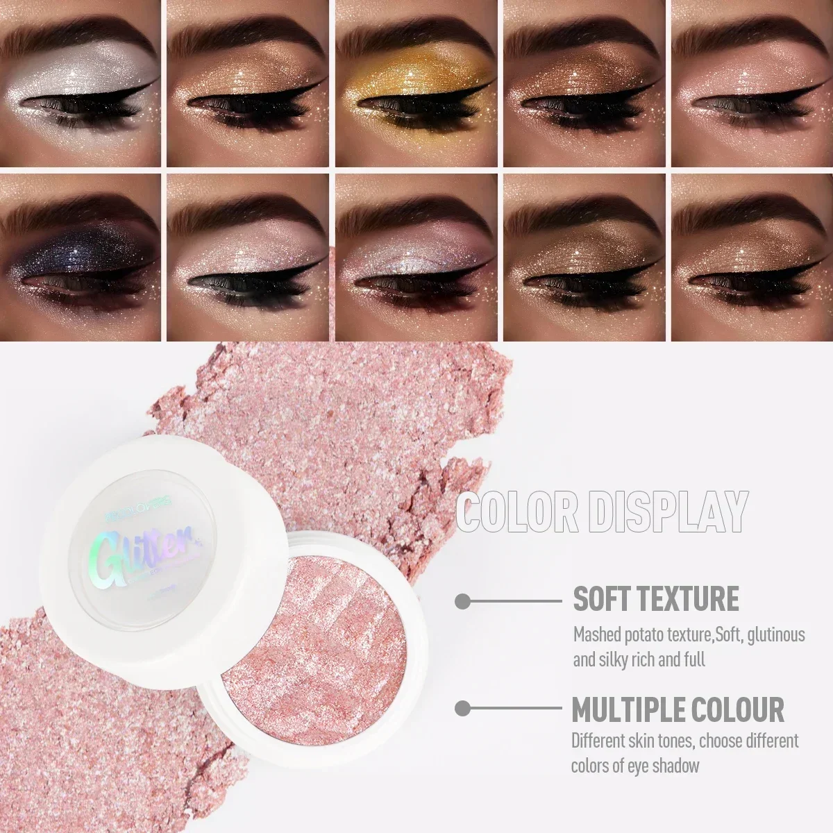1PC Fine Shimmer, Waterproof and Long-lasting, Mashed Potato Texture Eye Shadow, Perfect for Creating Charming Eye Makeup