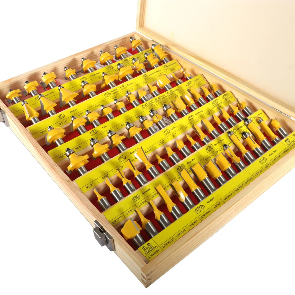 70PCS 1/2 Inch Shank Router Bit Set Tungsten Carbide Woodworking Milling Cutters for Wood Engraving Cutting Tools